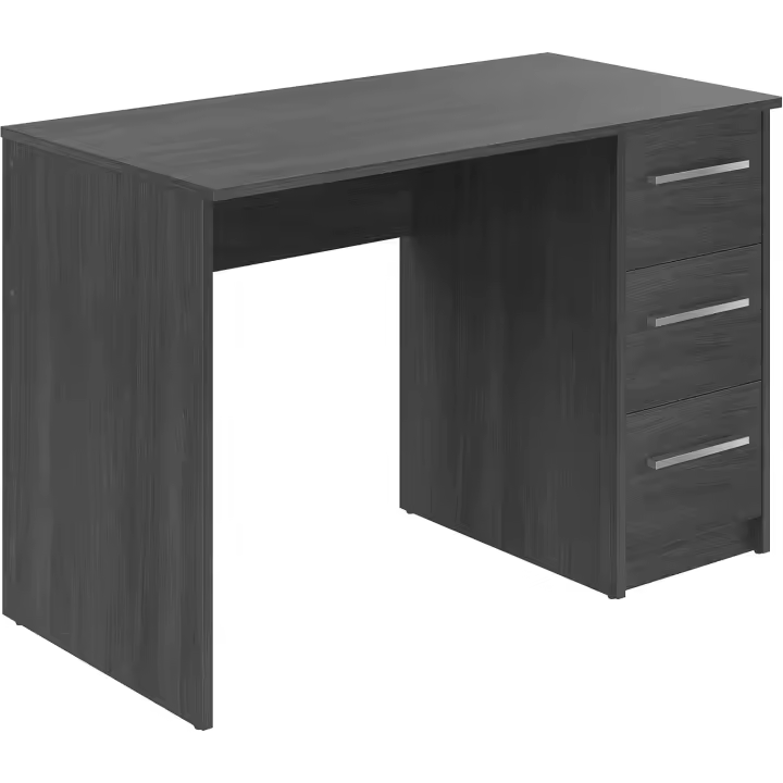 Escritorio moderno para oficina en casa, escritorio para PC con 3 cajones, fácil montaje, 142 x 279 x 187 cm, gris oscuro - 1