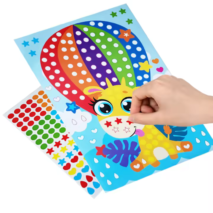 Pegatinas de rompecabezas de mosaico de puntos coloridos DIY, animales de dibujos animados, aprendizaje primario, juguetes educativos creativos para niños, juegos para niños, regalo - 1
