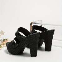 Sandalias de tacón alto con plataforma de lentejuelas para mujeres, elegantes y modernas, ideales para fiestas y bodas en festiv - details 15