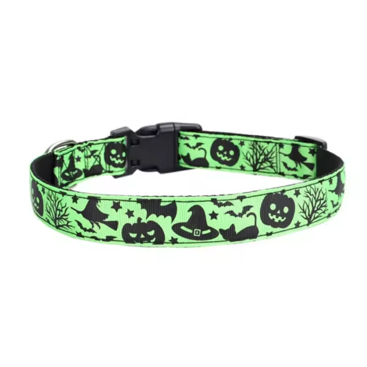 Collar de nailon de liberación rápida para perro, correa ajustable para mascota, calabaza, Calavera, Halloween - 1