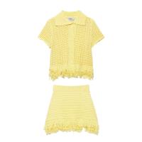 Estilo nueva chaqueta de ropa de mujer falda de punto a cuadros decorada con borlas - details 2