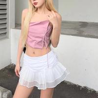 2025 falda Sexy sólida para mujer perspectiva plisada Mini faldas cintura Casual Mini vestidos calle club nocturno vestidos cortos de verano - details 1