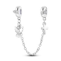 Cadena de Seguridad en Forma de Cruz Original 925 Plata Esterlina con Cuentas Ajuste para Pulsera Diy Joyería de Damas Regalo de Cumpleaños - details 15