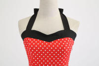Vintage Women Summer Polka Dot Print Halter Party Dresses - details 19
