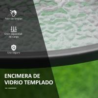 Mesa de Cristal para Jardín Redonda de Comedor con Marco de Acero Terraza Balcón Exterior - details 4
