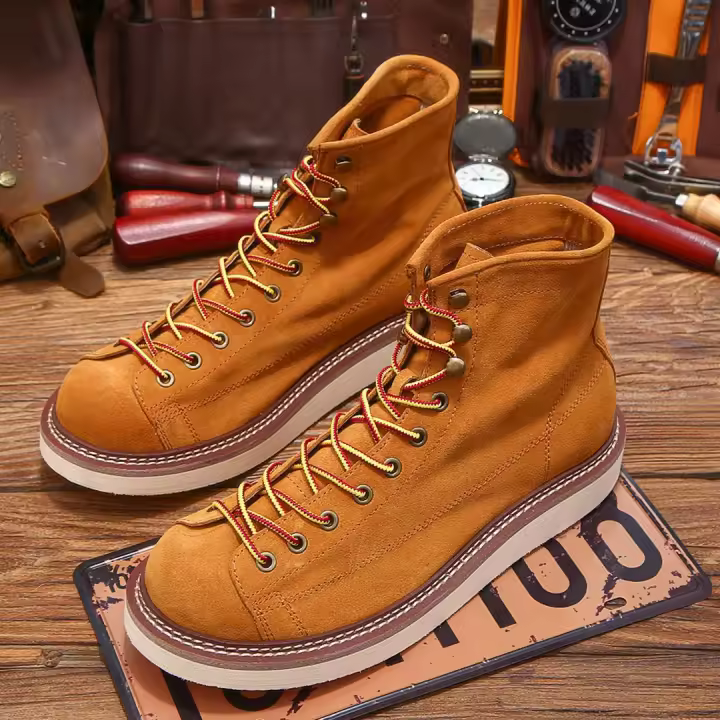 Zapatos de cuero vacuno puro de alta gama, estilo casual de herramientas, zapatos de tablero de caña alta - 1