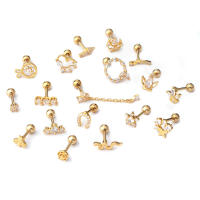 Pendientes de acero inoxidable para mujer, aretes con forma de flor de serpiente, abeja rosa, Placa dorada, piercings para niña, 2 unidades, 16g - details 5