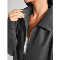Chaqueta de Moto para Mujer de Tamaño Grande en Cuero Pretendido para Outfit de Otoño/Invierno 2024 con Cierre de Cremallera y Forro de Poliéster - details 8