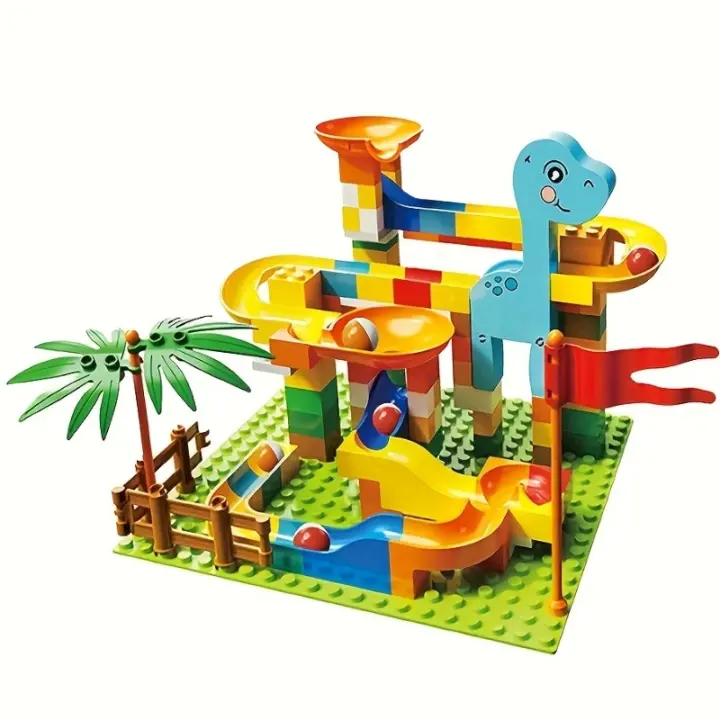 Bloques de construcción de canicas para niños, parque de dinosaurios, juguetes de Educación Temprana, juego de laberinto - 1