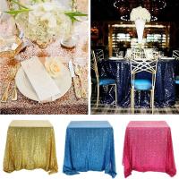 Mantel de Fiesta de Brillo de Lentejuelas Tela de Rosa Dorada con Sier de Poliéster para Boda, Cumpleaños, Banquete en Casa - details 30