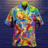 Camisa hawaiana de manga corta con estampado 3D de loro de verano para hombre y mujer, ropa para hombre - details 11