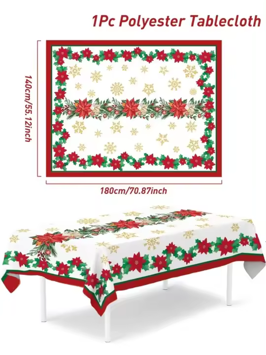 Mantel navideño para decoración del hogar, cubierta de mesa de Navidad y Año Nuevo, 2024, 2025 - 1