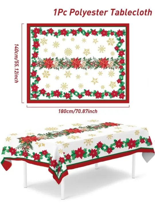 Mantel navideño para decoración del hogar, cubierta de mesa de Navidad y Año Nuevo, 2024, 2025 - 1