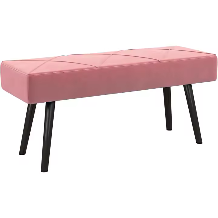 Taburete Pie de Cama Multifuncional Banco Pie de Cama Moderno Banco Dormitorio con Pies de Acero y Asiento Acolchado Carga 120 kg para Entrada Pasillo 100x36x45 cm Rosa - 1