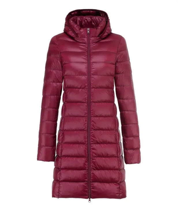 Chaqueta de plumón larga y gruesa para mujer, abrigo ultraligero con capucha, sombrero desmontable, 5xl talla grande, Invierno - 1
