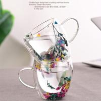 Taza de vidrio de relleno de flores secas, taza creativa con asas, taza de café de doble pared, taza resistente al calor - details 3