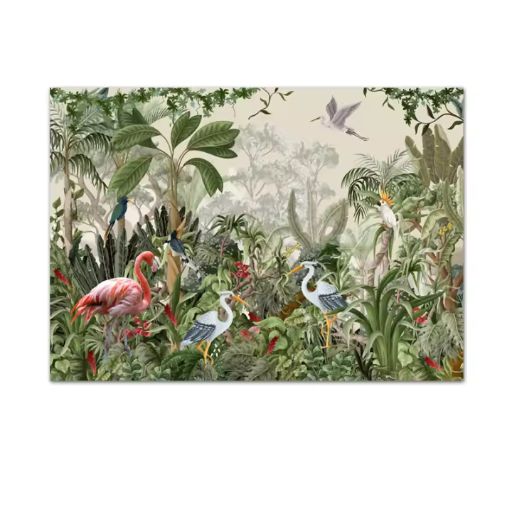 Papel Tapiz de Bosque de Vinilo Autoadhesivo de Diseño Moderno de Dibujos Animados Personalizado, Panel de Decoración para el Hogar, Murales de Renovación de Muebles Interiores de Sala de Estar y Dormitorio - 1