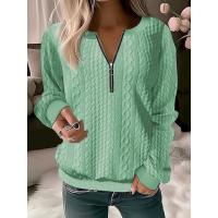 Camisetas con cuello en v para mujer, jerséis informales de manga larga, camiseta para mujer de otoño - details 5