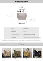 Bolso informal de pana con cierre de cremallera, ligero y de gran capacidad, correa fija para el hombro, bolso de viaje diario de Color sólido - details 1