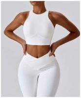 Conjunto de yoga sin costuras para mujer, yoga para mujer, sujetador deportivo acanalado, body de gimnasio, tres piezas de ropa deportiva, 1/2 pieza. - details 26