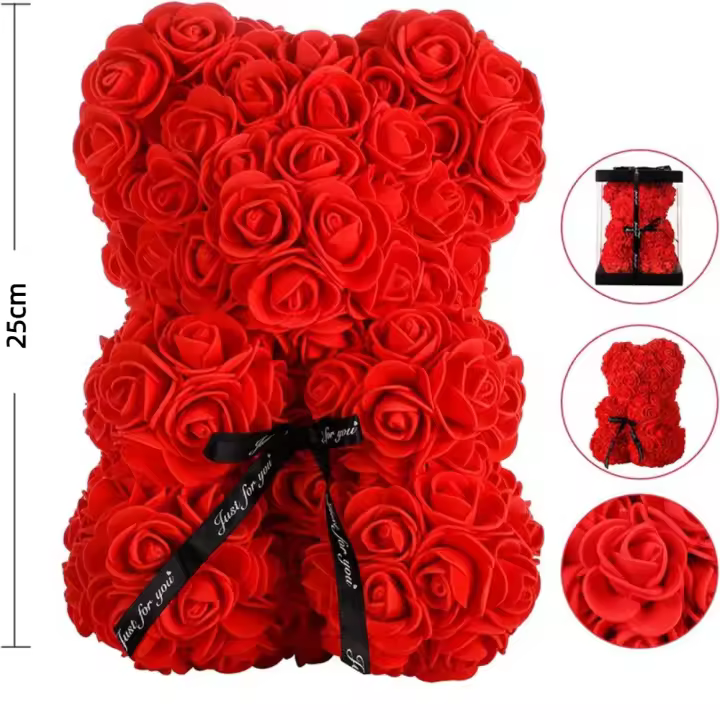 Oso de peluche de espuma de PE, Rosa eterna, regalo para el Día de San Valentín, decoración creativa para fiesta del Día de la madre, 25cm, nuevo - 1