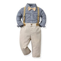 Conjunto de Niños de Estilo Coreano para Otoño Camisa de Algodón a Rayas de Varios Colores con Pantalones de Tirantes Moda de Playa para Mujeres - details 7