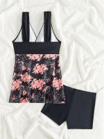 Bikini estampado con cuello en V para mujer, traje de baño de dos piezas, Tankini, ropa de playa de verano - details 4
