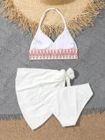Conjuntos de Bikini Blanco de Cintura Alta para Niñas Traje de Baño de Playa de Moda para Niños de 7-12 Años - details 3