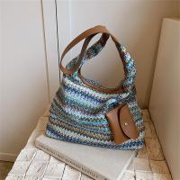 Bolso de hombro tejido a la moda, bolso de paja de gran capacidad de ratán, bolsos grandes trenzados hechos a mano para playa de verano - details 8