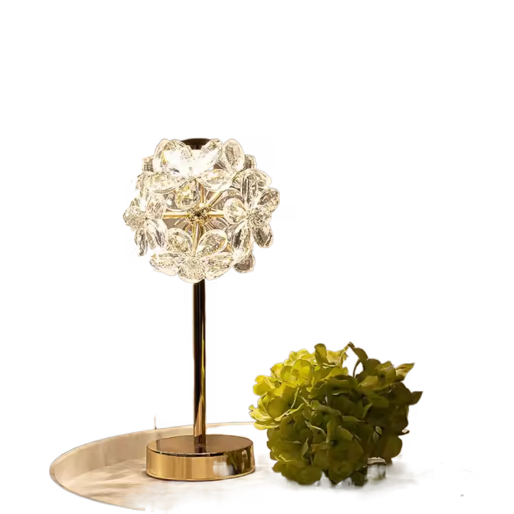 Lámpara de cristal con pantalla, lámpara de mesa de cristal, decoración romántica regulable, luz de escritorio, 3 luces de colores, luces suaves, lámpara de noche moderna - 1