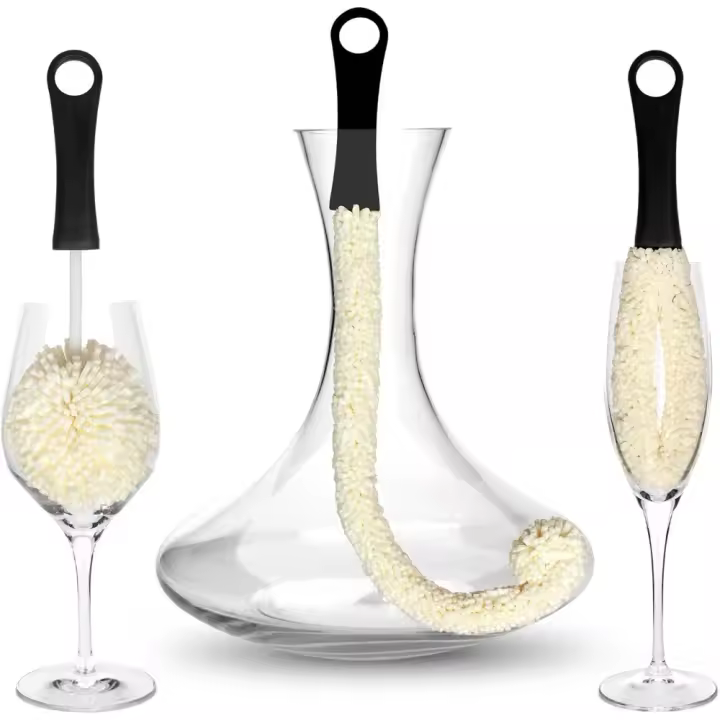 Juego de 3 - Cepillos de limpieza para decantadores y cristalería Cepillo limpiador para decantador Cepillo de limpieza Para limpieza en zonas de difícil acceso tales artículos como Vino Champagne Glasses Bebés botellas, jarras, Cuello Copas, Reutilizable - 1