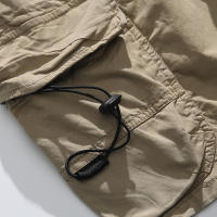 Pantalones Cargo de Verano para Hombres Cintura Elástica, Color Sólido, Gran Bolsillo, Pesca al Aire Libre, Material de Algodón - details 12