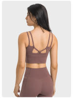 SHINBENE-sujetadores de gimnasio para mujer, ropa deportiva sin aros con tirantes, larga, talla grande, sensación desnuda - details 4