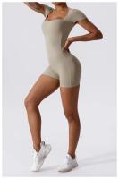 Mono de Yoga de Manga Corta para Mujer Ajustado Secado Rápido Entrenamiento de Danza Traje de Fitness Conjunto de Salto Alto Material Exterior de Nylon - details 5
