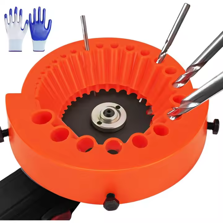 Afilador de brocas, afilador de brocas para amoladora angular, accesorio para afilar brocas con guantes para brocas de 2 a 13 mm (1/32" a 17/32") compatible con amoladoras angulares de 5 pulgadas - 1