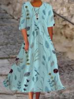 Vestido largo holgado, cómodo y versátil con estampado de línea A para mujer, novedad de verano - details 3