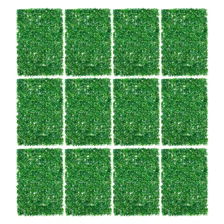 12 Uds planta Artificial pared valla verde Panel decoración follaje seto hierba estera DIY 100% nuevo PE 23,62 "x 15,75" x 1,57 "/60x40x4cm - 1