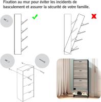 Mueble zapatero de 12 pares - Estantería de gran capacidad para vestíbulo o pasillo - (ancho) 60 x (profundidad) 24 x (alto) 80 cm - Madera clara blanca - details 58