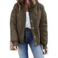 Chaqueta acolchada de manga larga para mujer, abrigo informal de primavera y otoño, Cuello de pie, con bolsillos - details 2