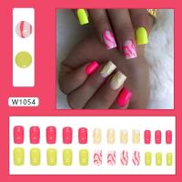 24 cuadrados de diseño floral francés simple, juego completo de uñas postizas, puntas de uñas desmontables DIY - details 0