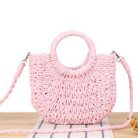 2025 nuevo estilo simple popular bolsa tejida de cuerda de papel semicircular bolsa tejida a mano de playa bolsa de mujer de vacaciones - details 8