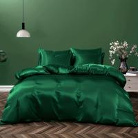 3 piezas Juego de funda de edredón, juego de cama de color liso satinado, funda de edredón suave y cómoda - details 4