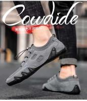 Sandalias planas huecas de malla de moda para exteriores, zapatos deportivos informales de cuero para hombre - details 1