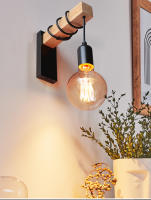 Lámpara de pared de madera Retro, candelabro Vintage, accesorio E27, decoración interior del hogar, comedor, mesita de noche, iluminación de dormitorio - details 6