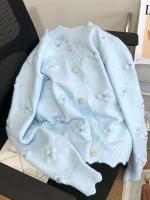 24 nuevo Otoño e Invierno wer idioma cárdigan de punto con perlas Sweetheart Daisy romántico borde ondulado suéter chaqueta - details 4