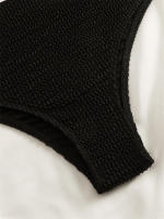 Conjunto de Bikini de cintura alta para mujer, traje de baño de color naranja liso, bañador de playa, Verano - details 5
