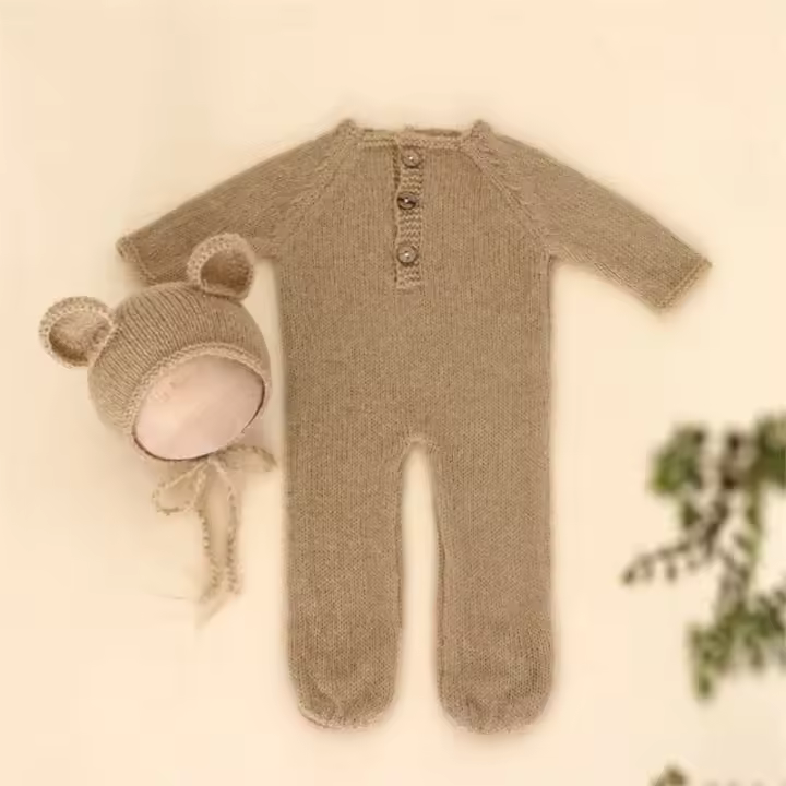 Accesorios para fotografía de bebés, disfraces, monos, gorros con orejas de oso, accesorios para fiestas y duchas - 1