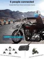 Intercomunicador Bluetooth V6 Pro para Casco de Motocicleta con Comunicación Inalámbrica de 1200M para 6 Riders Estéreo Impermeable 850mAh - details 3