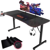 Escritorio de Juegos de Fibra de Carbono Ergonómico con Alfombrilla para Ratón, Soporte para Auriculares y Agua - details 10