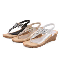 Sandalias de cuña con plataforma gruesa estilo coreano con diamantes de imitación, moda bohemia para mujer 2024 - details 3